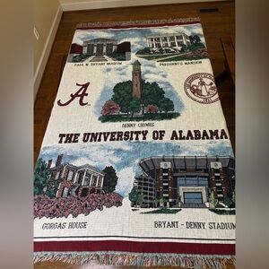 Vintage University of Alabama Woven Blanket Stadium Museum Logo 73”x55”